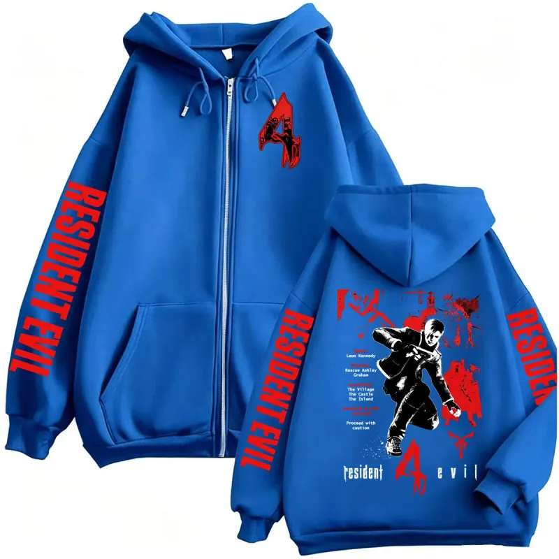 Limited Resident Evil Requiem Leon Kennedy Zipper Hoodies Men Women Harajuku Fashion Jacket Sweatshirts Long Sleeve Zip Up Coats
