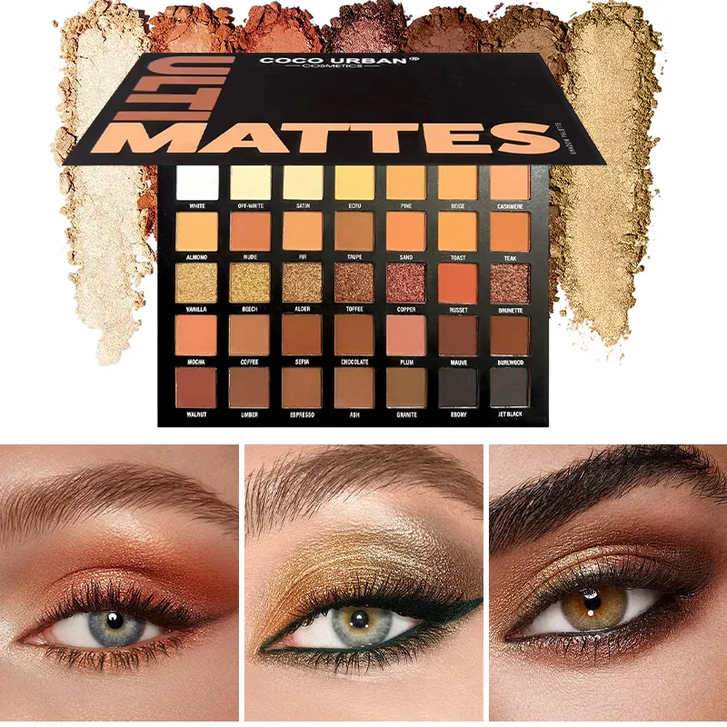 35 Shades Matte & Shimmer Eyeshadow Palette Warm Nude Brown Large Makeup Palette Highly Pigmented Long Lasting for Daily Party