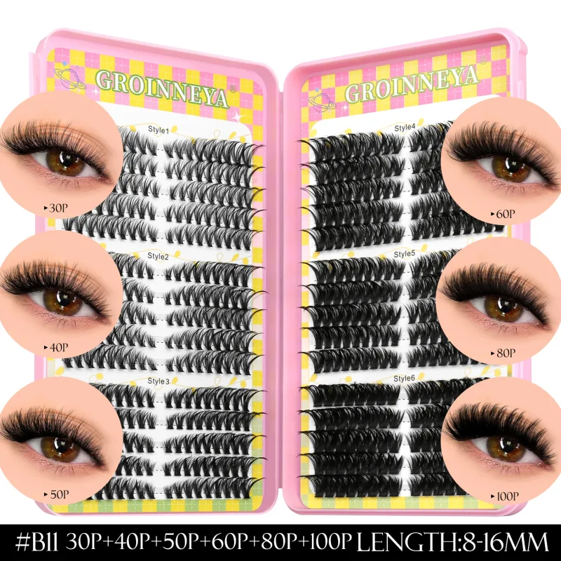 Lash Clusters 540pcs 60D+100D Eyelashes Extensions 2style Mixed Lash Book Fluffy Cat Eye Eyelashes False Lashes Makeup — image 17