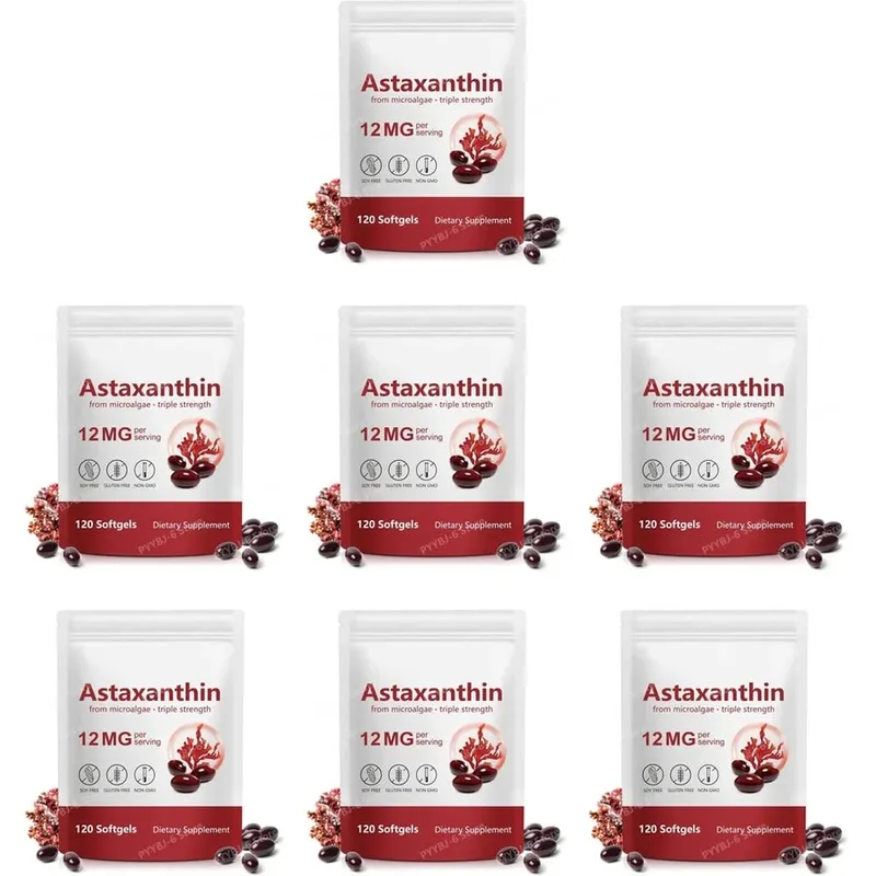 Astaxanthin Softgels Triple Strength From Microalgae Υποστηρίζει την υγιή γήρανση Προωθεί το κολλαγόνο που υποστηρίζει το φραγμό του δέρματος 120 Softgels
