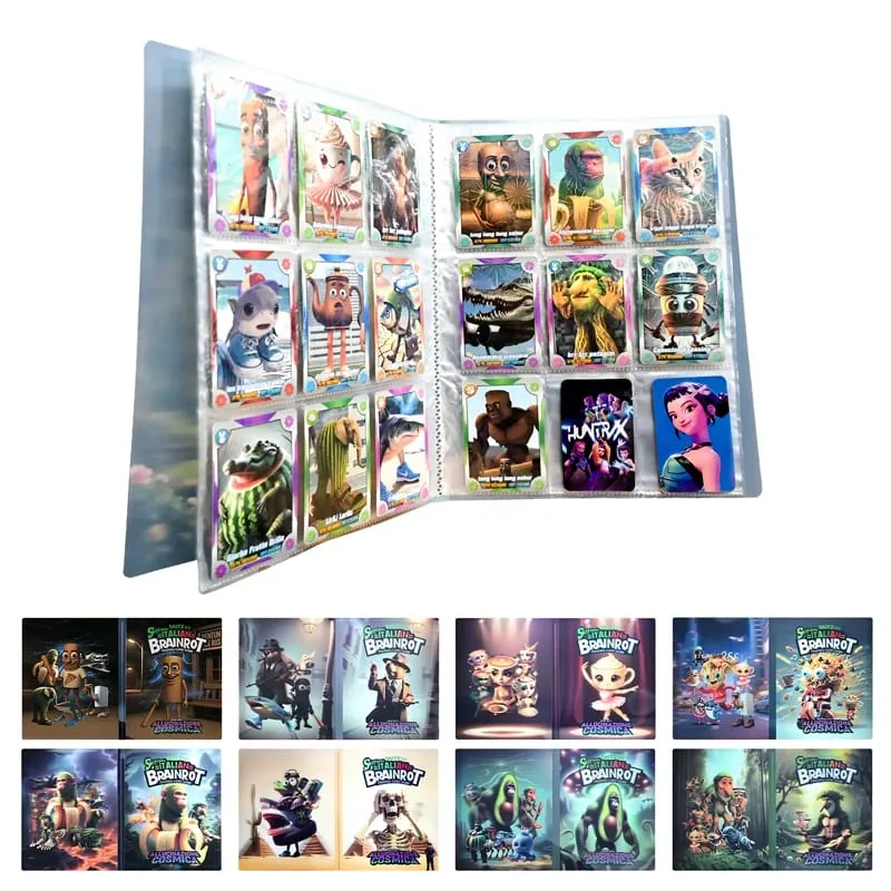 Italian Brainrot Card Album TungTungTung Sahur Tralala 24 Pages with 9 Prids Per Page Cards Storage Protector for Kids Gift