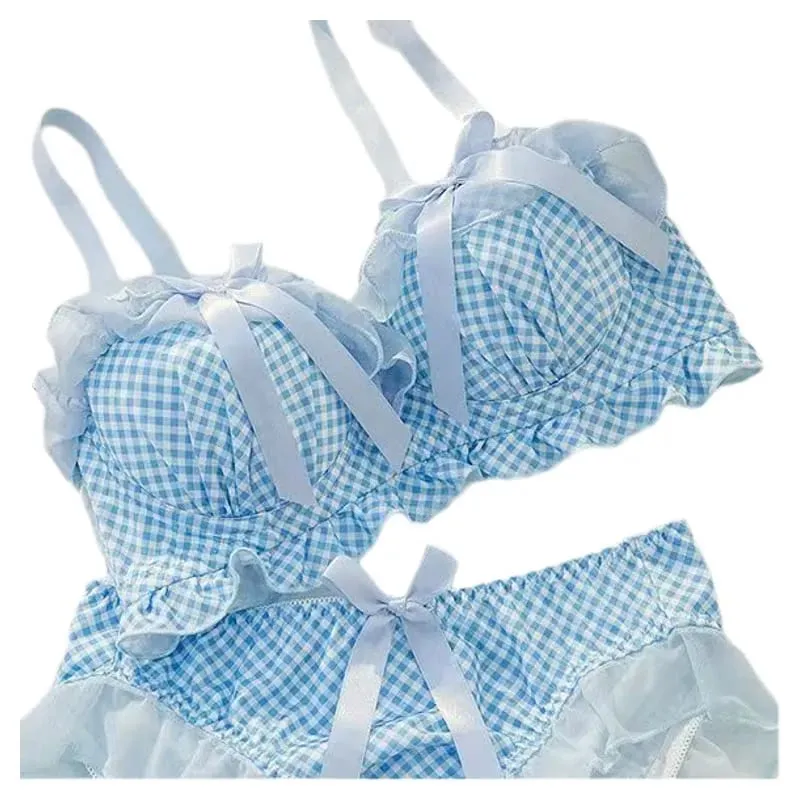 Lolita Spodní prádlo Podprsenka Set Romantická malá prsa Sladká dívka Malá hrudník Cosplay Spodní prádlo Bow Set podprsenky a kalhotek Sexy spodní prádlo 2 P
