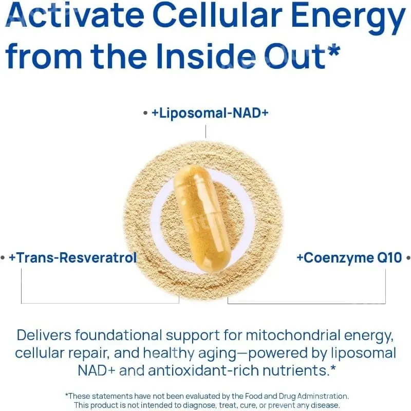Mens NAD+ Complex 60 Capsules - Liposomal NAD+ Resveratrol CoQ10 Saw Palmetto για Κυτταρική Ενέργεια Προστάτη & Ορμονική Υποστήριξη