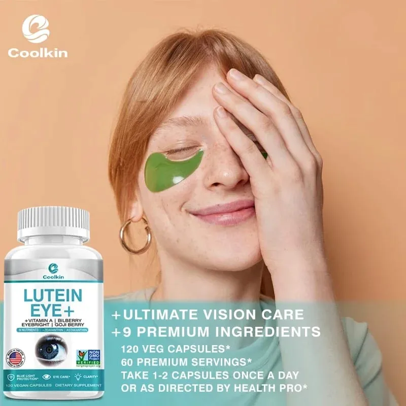 Lutein Takviyesi - A Vitamini + Yabanmersini Eyebright + GO JI Wolfberry Göz Yorgunluğunu ve Kuruluğunu Gidermek İçin Kapsüller