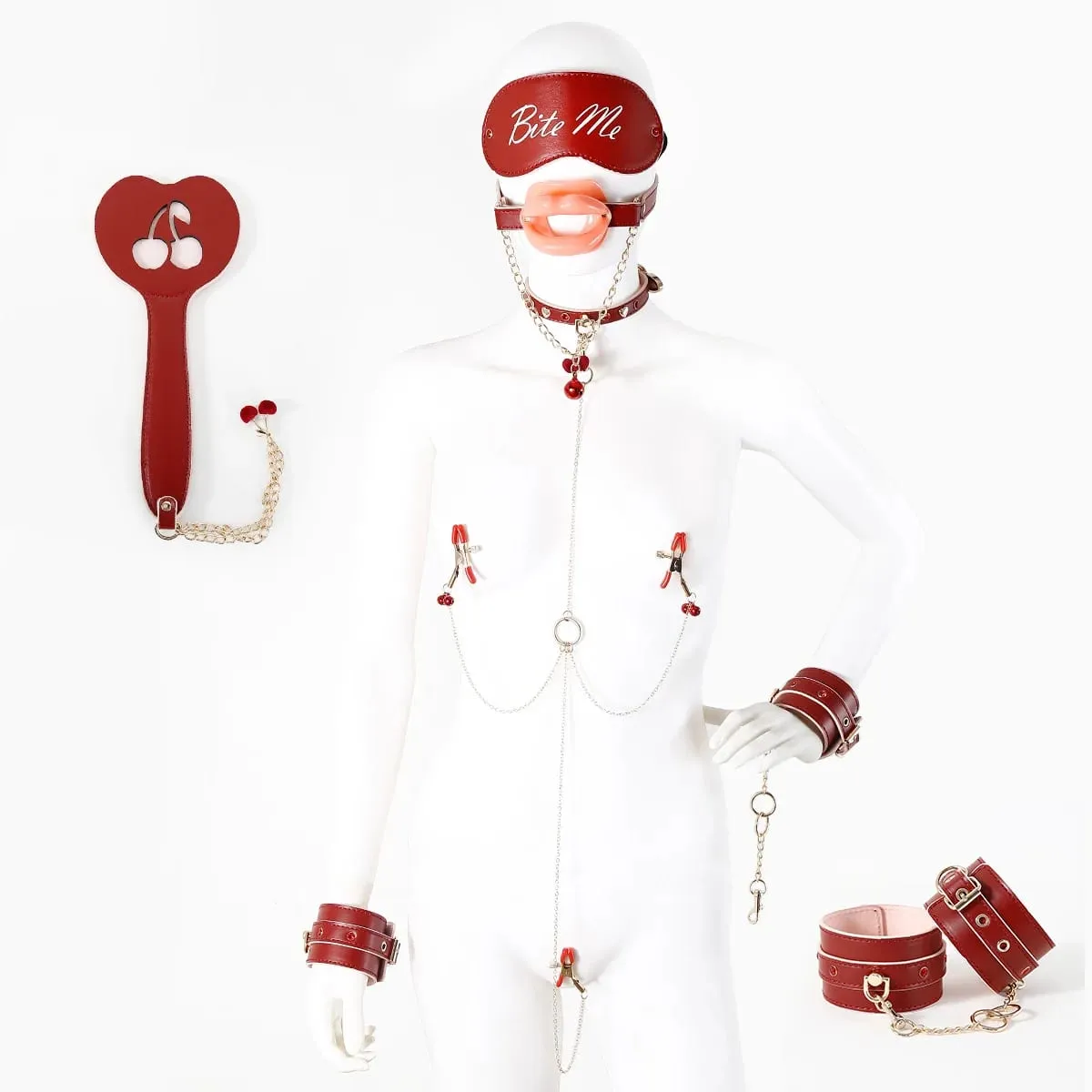7pcs Sex Toys Set BDSM Bondage Adult Products shaped Mouth Plug Toy Beating Flirting Neck Cover Eyelid Mask Leather Handcuffs