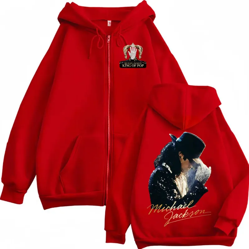 Michael Jackson King of Pop 2026 Movie Zipper Hoodies Men Women Hip Hop Music Jacket Sweatshirts Long Sleeve Zip Up Hooded Coats