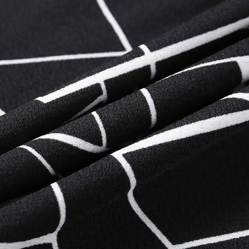 Elegant Black White Simple Print Mid-Stretch Dress Stylish Elasticity Alluring Skirt for Women