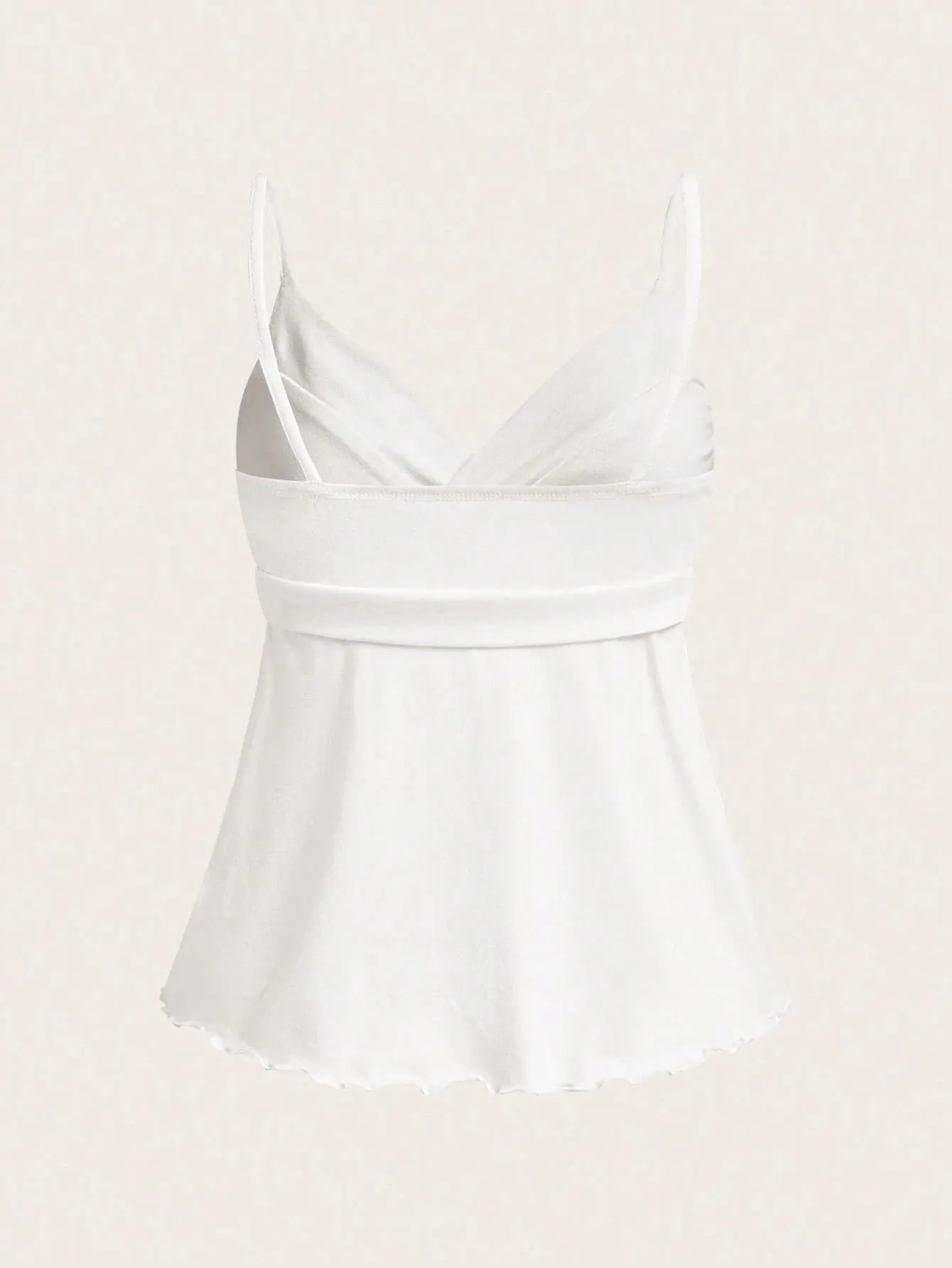 Women's Sexy Backless Side Tie-Strap Decor V-Neck Ruched Hem Cami Top Casual Slim Fit Solid Color A-Line Top Summer 2026