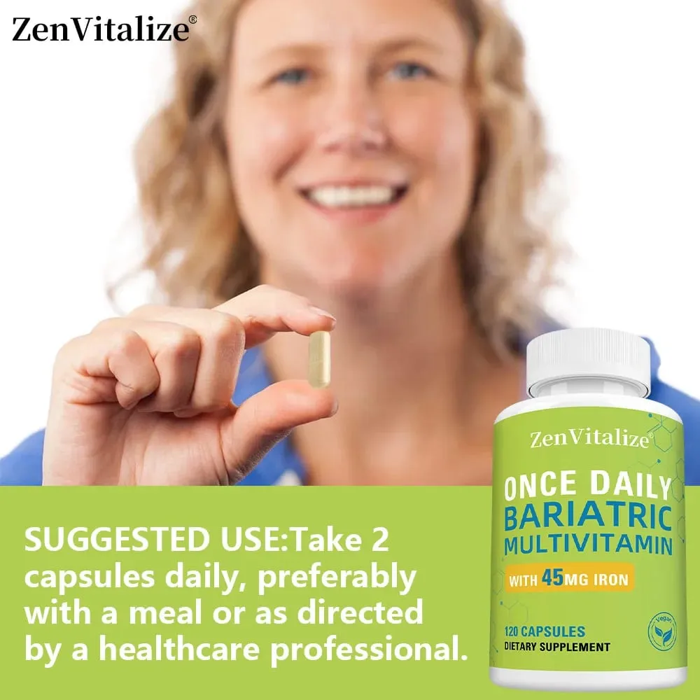 Daily Multivitamin & Minerals Capsules with Iron Immunity Energy Hair Skin & Nail Support Nutrition After Bariatric Surgery