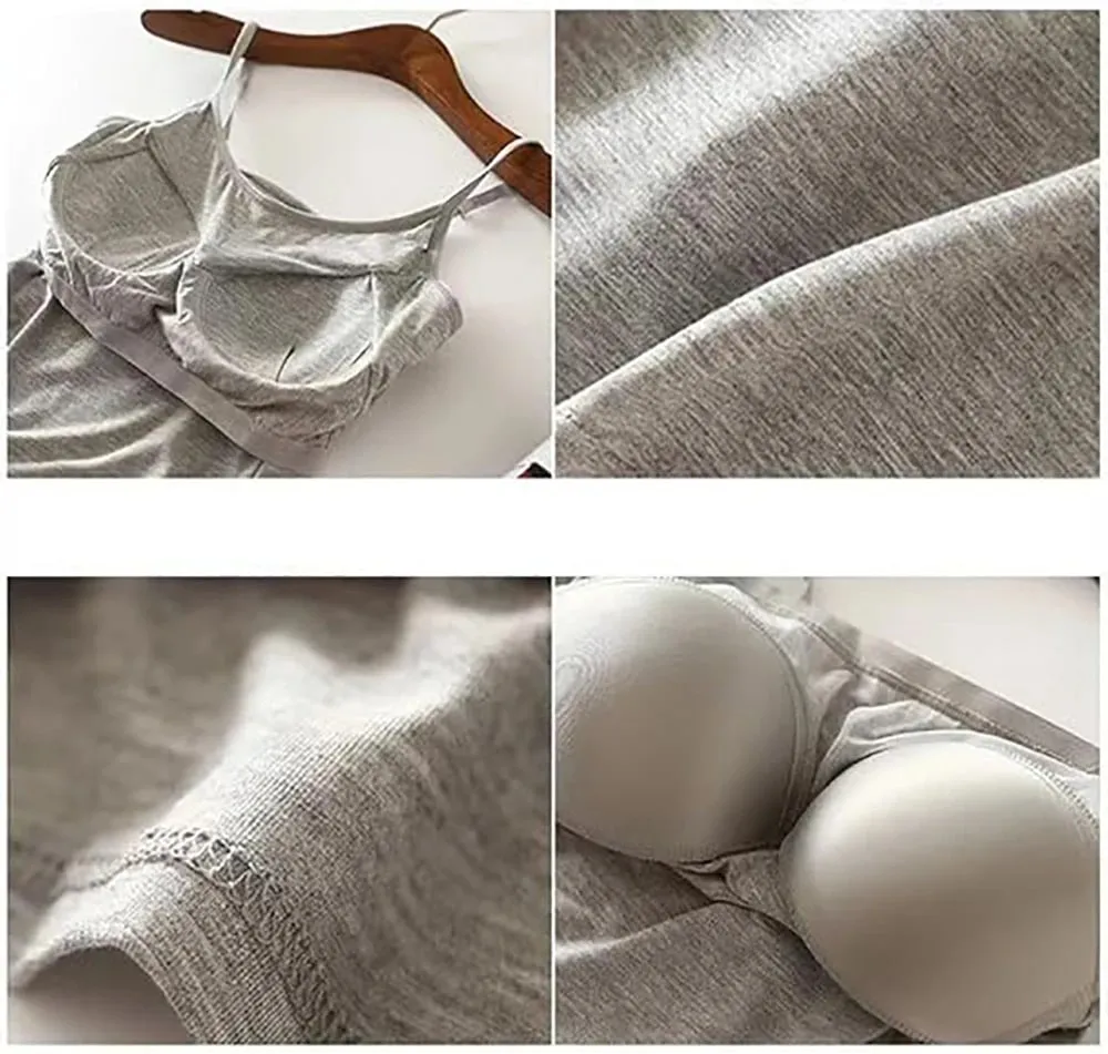 Plus Size Padded Camisole Tops For Women Adjustable Spaghetti Strap Camis With Built Bra Basic Summer Sleeveless Undershirt