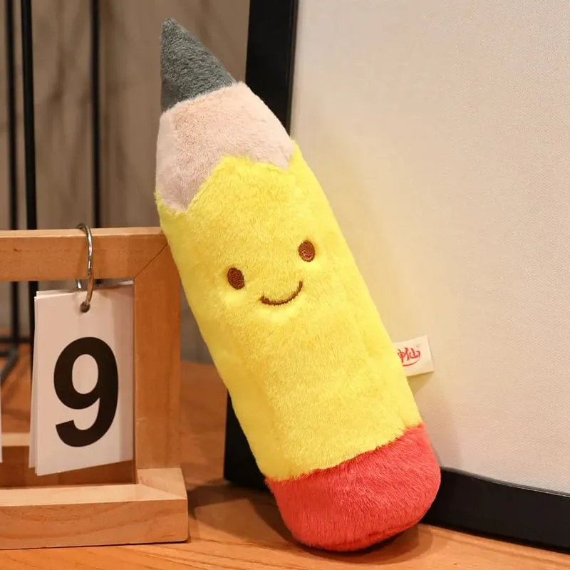 13/20cm Pencil Case Stationery Plush Humanoid Toy Stuffed Kawaii Eraser Ruler Doll Pendant with Loop Plushie Decor for Bag