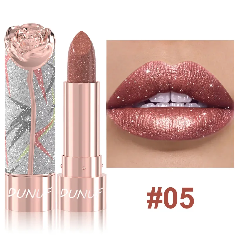7 colores brillo dorado lápiz labial metálico brillo perla labios reluciente maquillaje alto pigmento terciopelo mate lápiz labial de larga duración