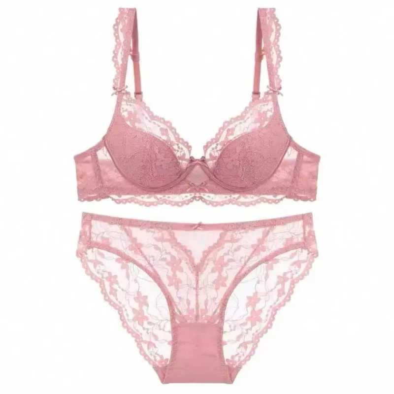 Hot Sale Sexy Lace Bra Set For Women Summer Thin Soft Underwire Breathable Anti Sagging Comfort Stylish Daily Fashion Intimates