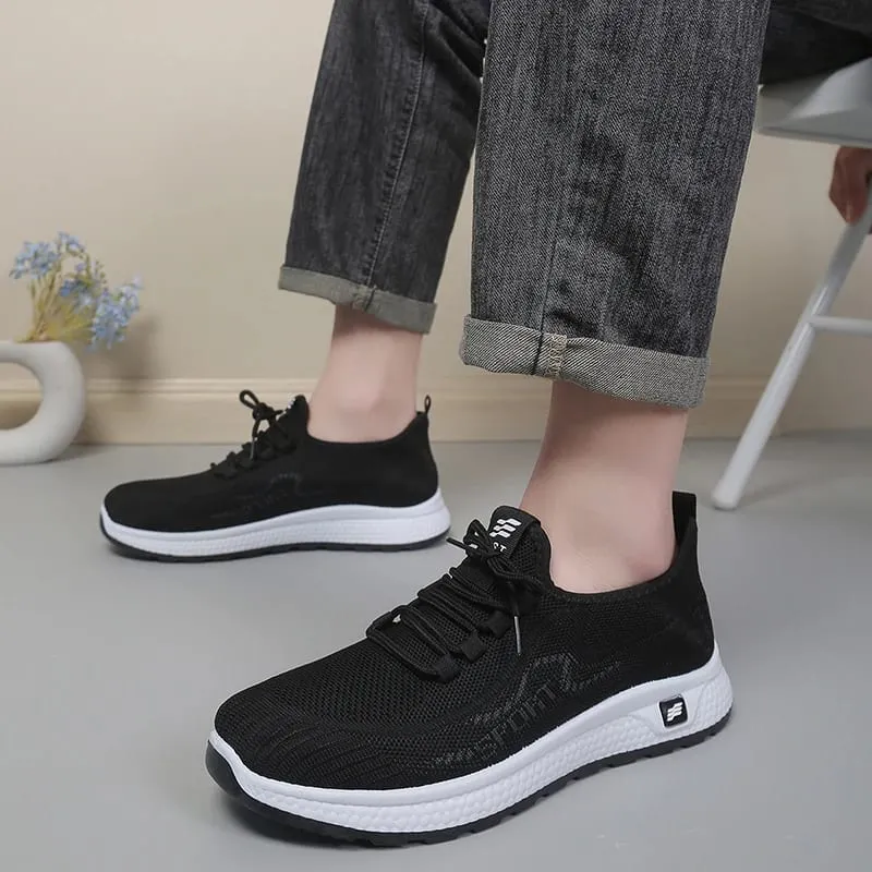 Tênis esportivo de malha respirável masculino, sapatos de caminhada confortáveis ​​e leves, calçados esportivos casuais para uso diário