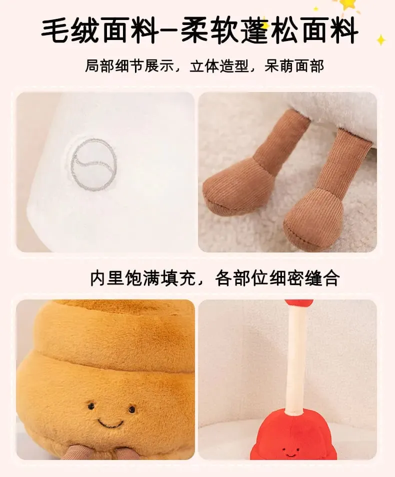 Kawaii Toilet Plush Humanoid Toy Stuffed Poop Roll Paper Plushie Smiling with Legs Prop Decor Gift