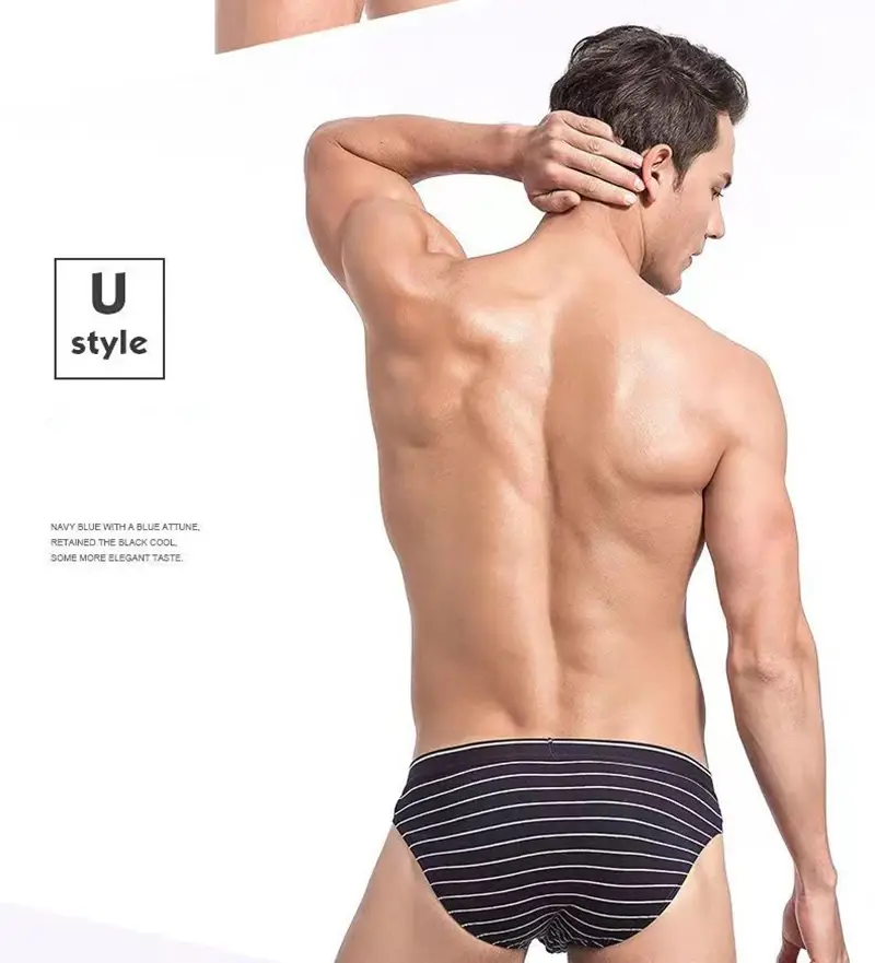 4 pçs/lote cuecas masculinas lingerie sexy calcinha masculina de algodão respirável cueca listrado calcinha lotes por atacado