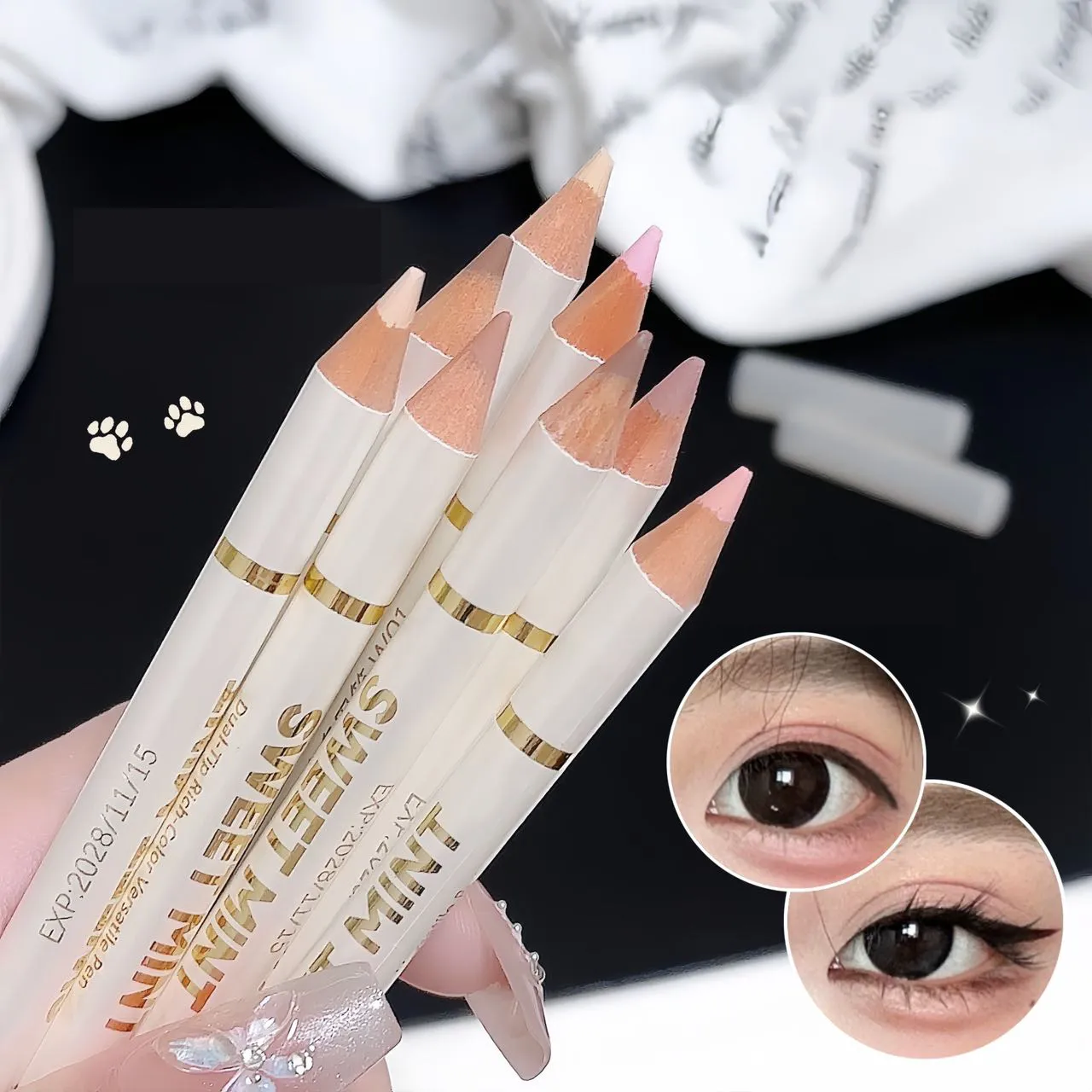 2-in-1 Apricot Pink Matte Under Eye Pencil Aegyo Sal Matte White Highlighter Lying Silkworm Pen Eye Makeup Easy To Use Eyeshadow