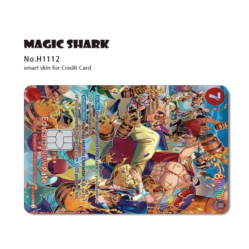 Magic Shark Luffy Nami Ace Zorro OP TCG Card Style Lazer Holographic Thin Sticker Film Skin for Debit Credit Card