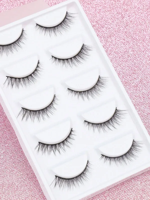 5 Ζεύγη βλεφαρίδων Cat Eye Faux Βλεφαρίδες Βιζόν Βλεφαρίδες με φτερωτό τέλος μακριές βλεφαρίδες Φυσικές μακριές βλεφαρίδες Manga Ψεύτικες βλεφαρίδες Μακιγιάζ