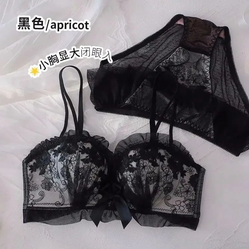 Japanese Kawaii Lace Underwear Set for Women | Sexy Push Up Bra & Panty | Small Chest Cute Lingerie | Valentine‘s Day Gift
