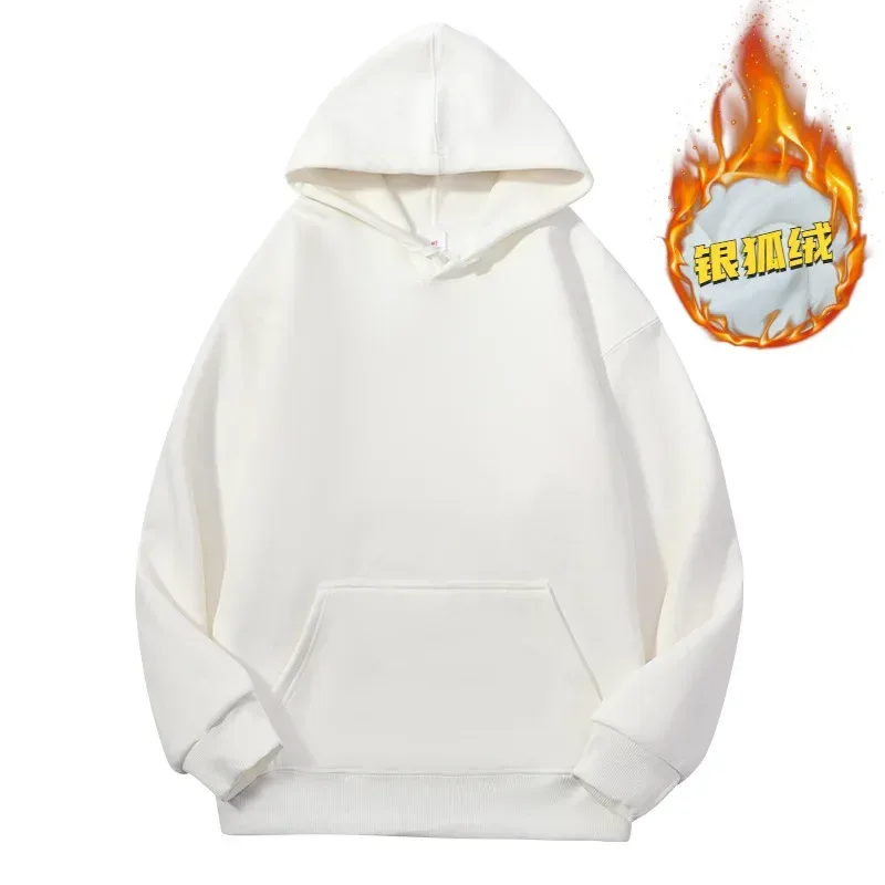 Customized Your Brand Logo DIY Design 600GSM Mens Hoodies High-quality Women Sweatshirt Solid Color Cotton Loose Streetwear