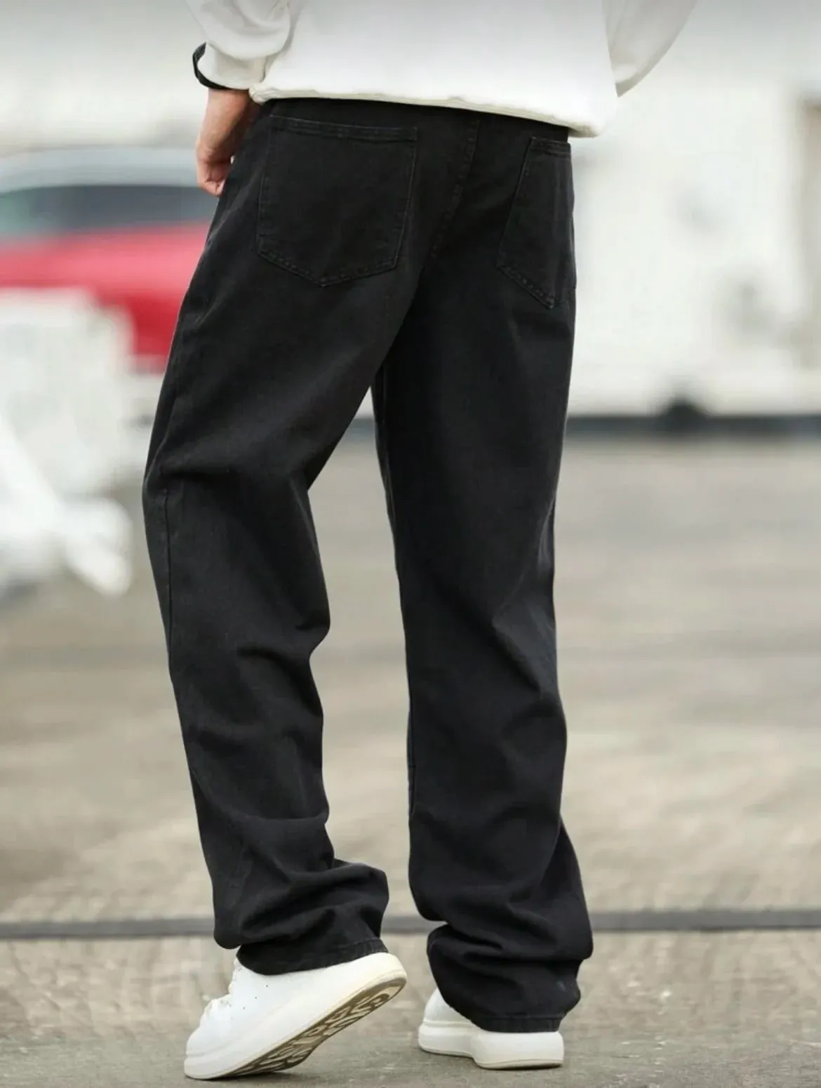 Men's Wide Leg Jeans - Oversized Straight Fit Denim Pants with Casual Drop Crotch