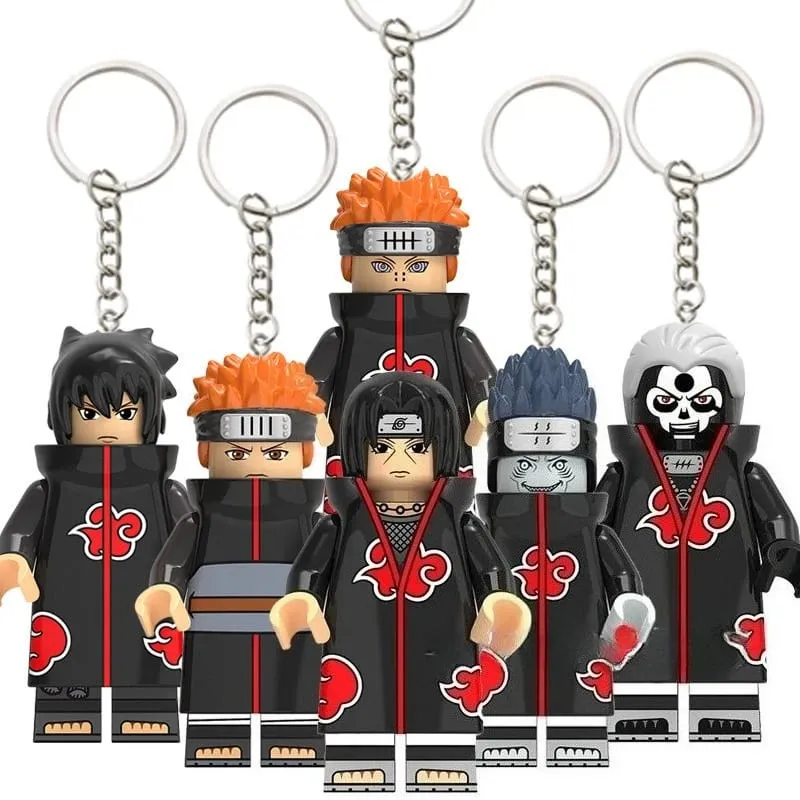 6style Beautiful Handmade 3D Cartoon Naruto anime peripherals keychain cute mini movable Figures Heads Assembly keychain gift