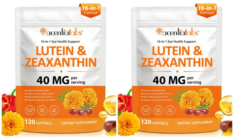 Acentiallabs Lutein-Zeaxanthin-Kapseln, 40 mg Lutein und 8 mg Zeaxanthin, 120-Count-Blaulichtfilter, Makulaschutz-Augenpflege