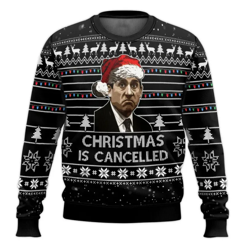 False The Office Ugly Merry Christmas Sweater 2025 New Fashion Men Oversized Hoodie Pullover Tops Winter Women Sweatshirt