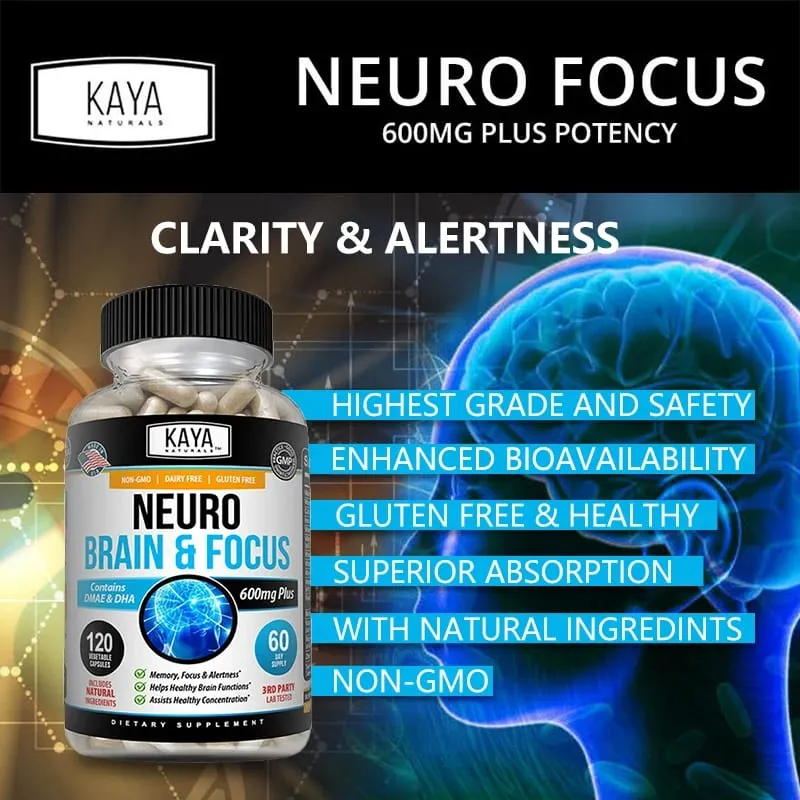 Nootropic Brain Booster Capsules - Vitamins Memory Concentration Clarity & Cognitive Performance Support Stress Relief