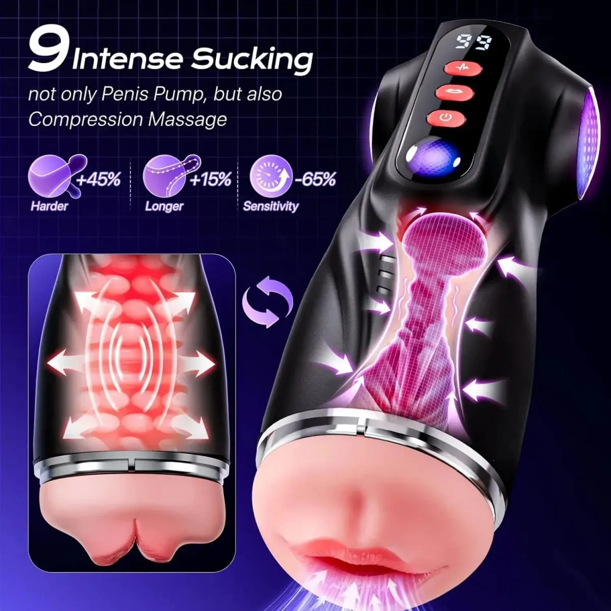 Male Masturbator Sex Toys for Men - 3 Sleeves AI Sync Pocket Pussy Penis Pump APP Adult Toys Mens Sex Toy Erotic Massage Kits