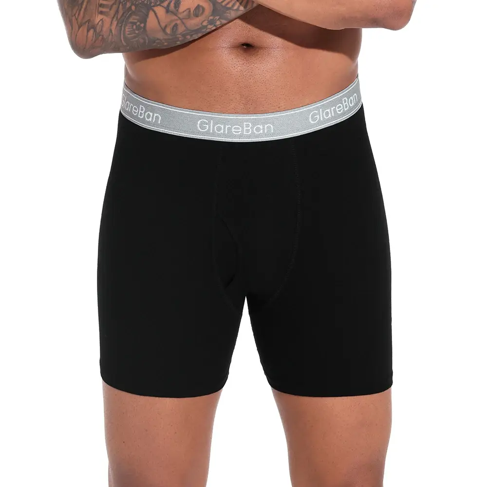 4pcs Black Long Leg 100% Cotton Boxer for Men New Underwear Male Brand Panties And Underpants For Homme Shorts Box Slip Briefs