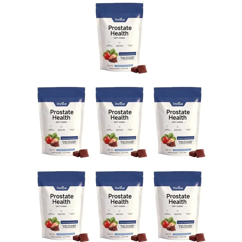 Docteat Prostate Health Gummies with Vitamin C Sugar-Free Pomegranate-Berry Flavor Immune Balance Antioxidant Support 60 Gummies