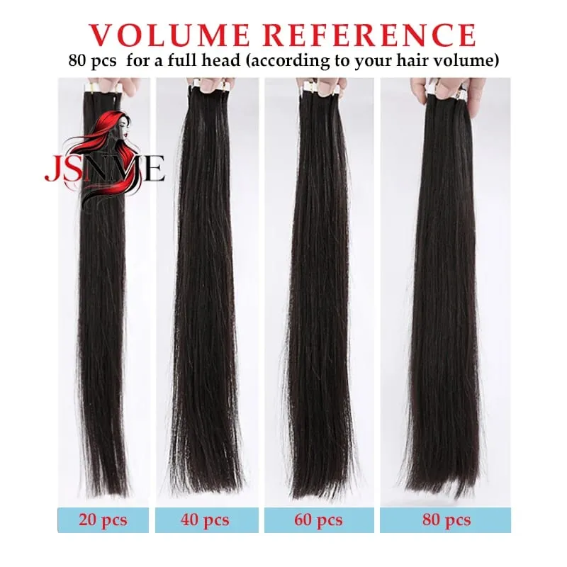 Mini Tape In Hair Extensions Natural Seamless Invisible SKin Remy Tapes in 100% Human Hair Black Brown Blonde For Salon