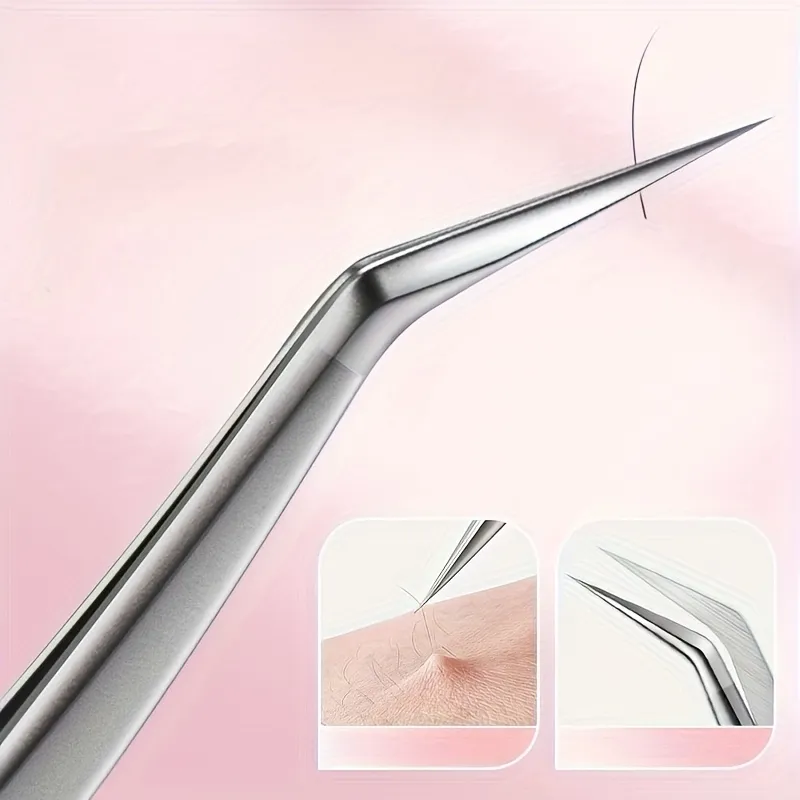 Stainless Steel High-Precision Grafting Eyelash Tweezers with Golden Feathers Professional Makeup Tool for Synthetic Hair Gifts