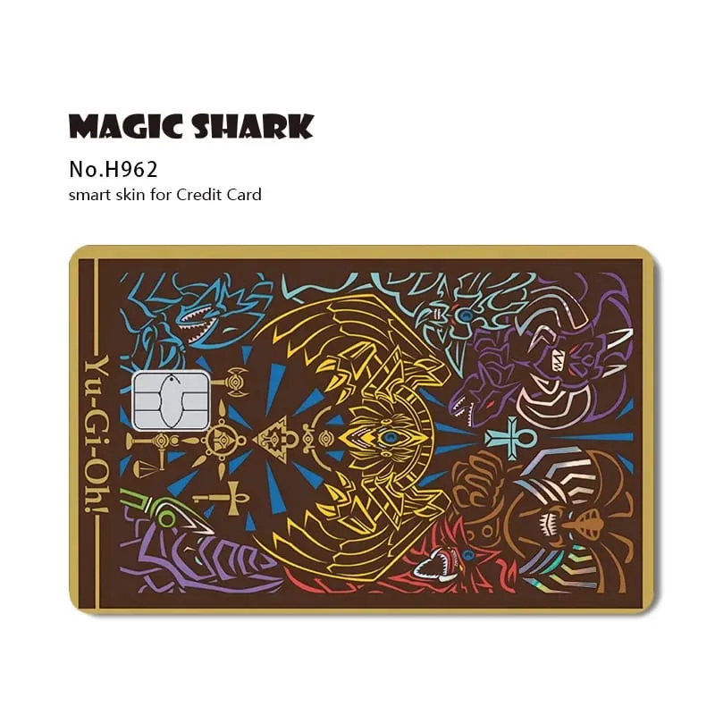 Magic Shark Yo-gi-oh Blue Eyes Dragon Game Shinny Holographic Laser Debit Credit Card Sticker Film Skin Front Cover