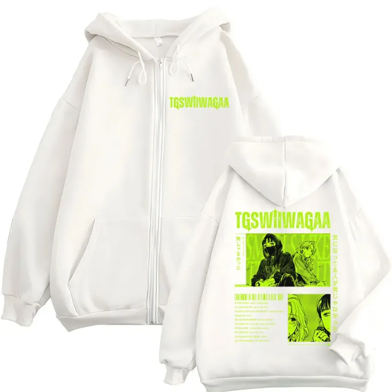 The Guy She Was Interested in Wasn't A Guy At All Anime Zipper Hoodies Men's Clothing Zip Up Hooded Sweatshirts Jackets Coats