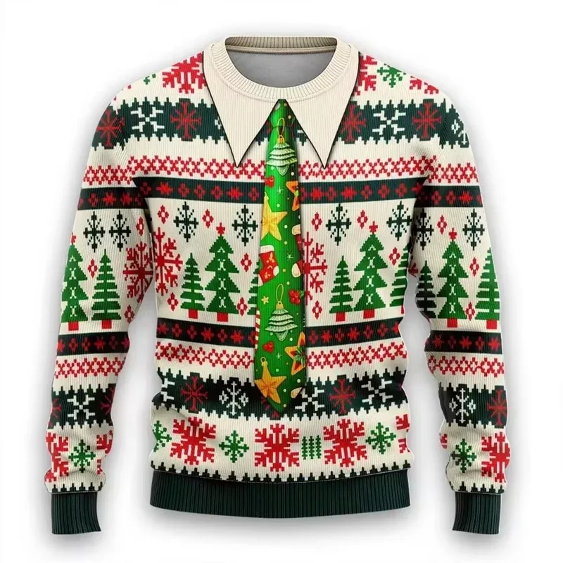 Moda 2026 feio camisola de natal engraçado natal gráfico moletom papai noel cosplay pullovers menino crewneck poliéster agasalho