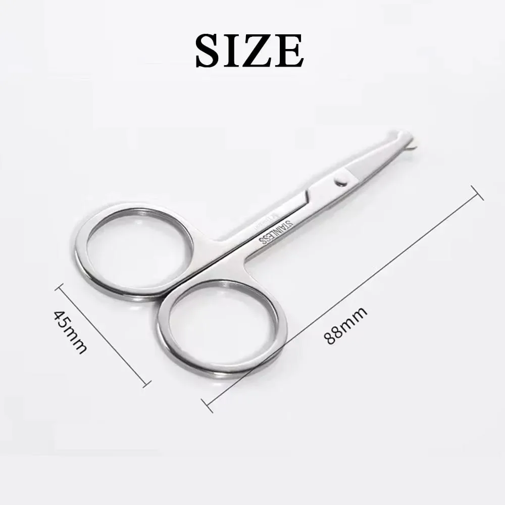Stainless Steel Round Safety Nose Hair Scissors Makeup Tool Eyebrow Scissor-1Pcs
