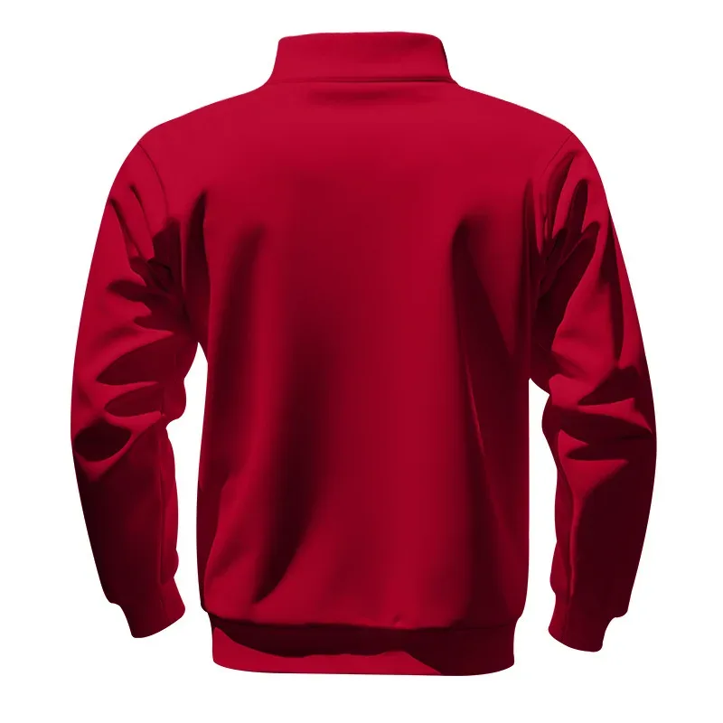 American autumn and winter heavy fleece long-sleeved men's sweater half zipper loose stand-up collar pullover men's sweater