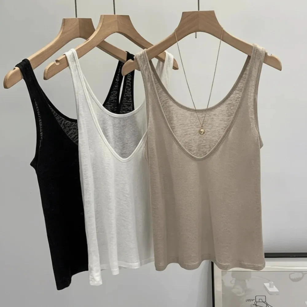 Plus Siz Women's Sleeveless Top High Low Neck Double Sided Wear Loose Fit Top Loose Drapey Style U Neck Halter Vest for Women