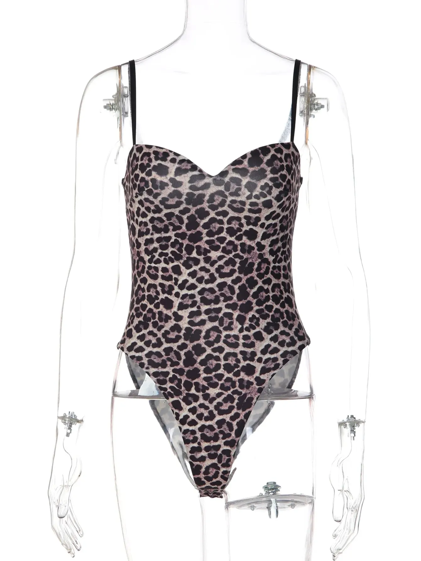 Dulzura Women'S Sexy Backless Slim Fit Leopard Print Slip Bodysuit Casual Versatile Romper Party Club Street Style Summer Outfit
