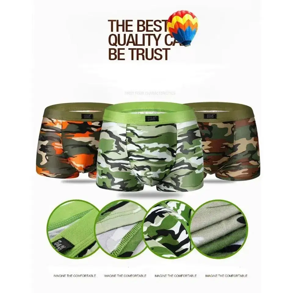 4Pcs Camouflage Boxer Men Underwear High-quality Bamboo Fiber High Elasticity Sexy Men Boxer Shorts Underwear Hombre Underpants