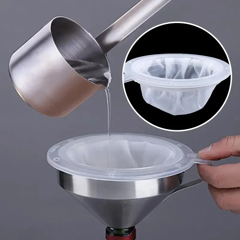 13/15CM 100-450 Mesh Nylon Filter Hindi kinakalawang na asero Funnel At Gatas ng Prutas Tradisyunal na Chinese Medicine Langis White Wine Pinakuluang Tubig