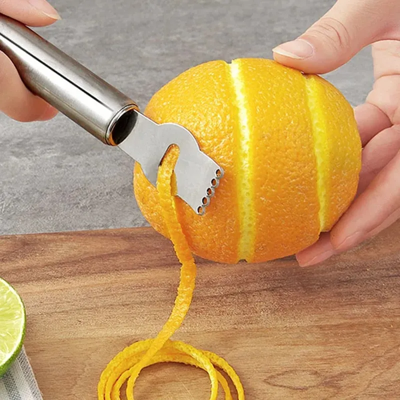 Stainless Steel Lemon & Orange Peeler - Dual-Purpose Citrus Fruit Knife Kitchen Gadget Bar Accessory Versatile Kitchen Tool
