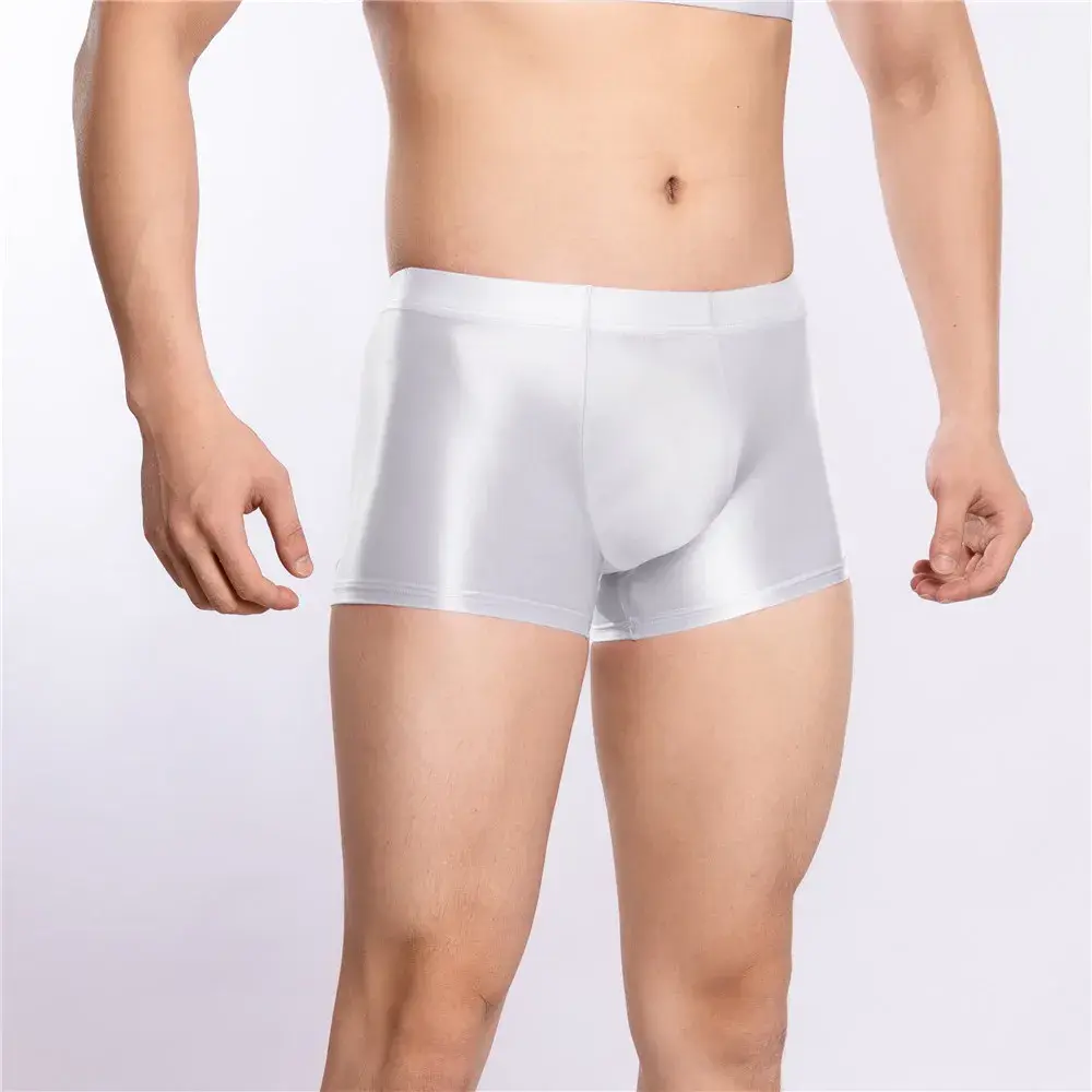 Sexy Men Hot Short Panties U Bulge Pouch Boxer Oil Shiny Glossy Smooth Lingerie Candy Color Underwear Breathable Briefs