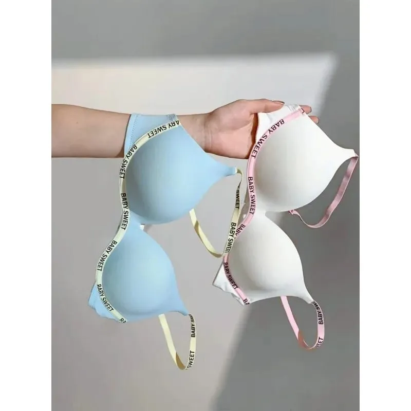 Stijlvolle Levendige Kleuren Dopamine Lingerie Sexy Boost Kleine Borsten Draadloos Zacht Dagelijks Casual Thuis Daten Grote Maat 32-38 Bh Set Hot