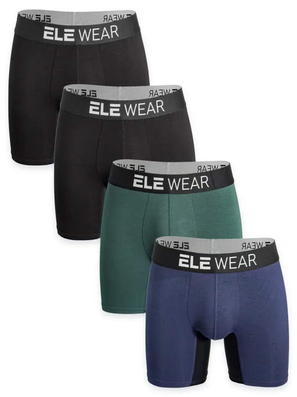 4pcs Bamboo Men's Underwear Long Sports Underwear, Moisture-Wicking, Boxer Briefs For Men