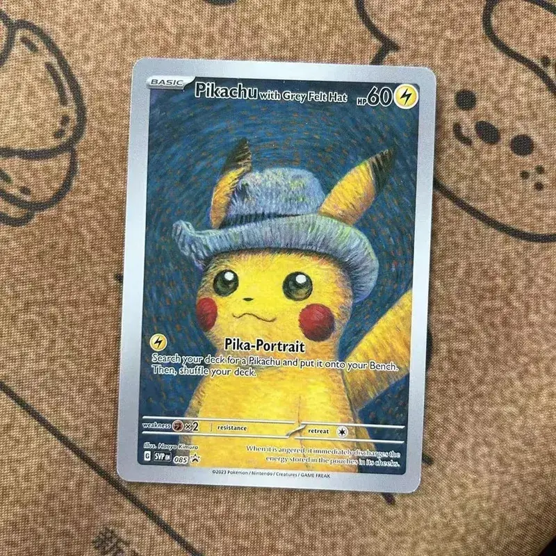 DIY POKEMON SVP 2023 ENPIKACHU/GREY FELT HATPOKEMON XVAN GOGH GEM MT GREY FELT HAT GOGH Game Card Gift Toy Dropshipping