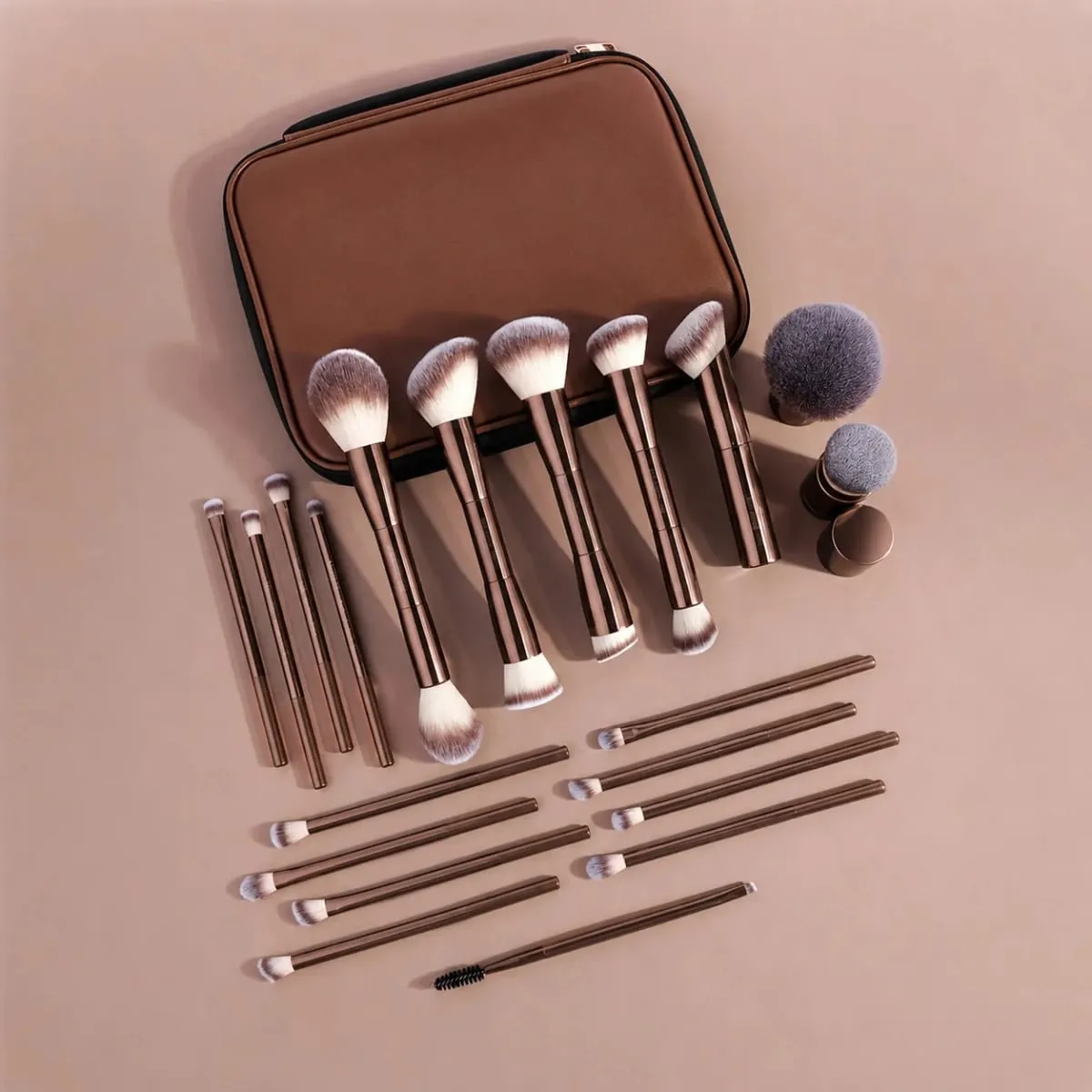 20pcs Set of Facial Makeup Brushes with a Brush Bag Including Foundation Brush Blush Brush Powder Brush Eyeshadow Brush Eye